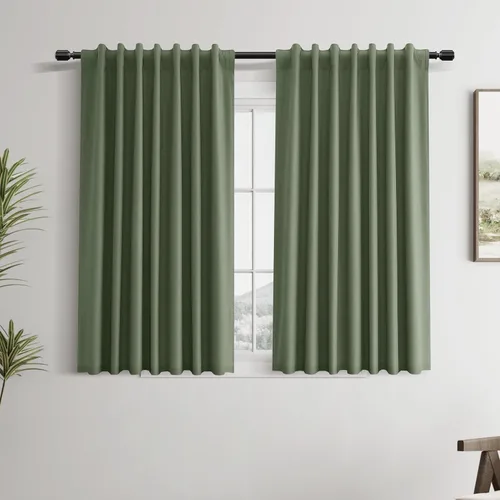 Vista 41 de Guken Cortinas opacas de lino, 2 paneles rústicos, elegantes, 100% opacas, con aislamiento térmico, banda de ganchos y trabilla trasera, 52 x 84