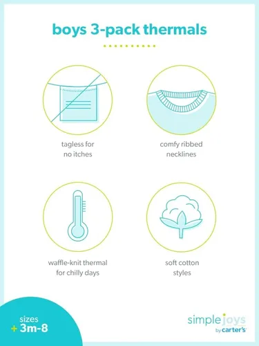 Vista 5 de Simple Joys by Carter's Boys' 3-Pack Thermal Long Sleeve Shirts