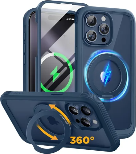 Vista 115 de Miracase Glass Series - Funda transparente para iPhone 14 Pro Max de 6.7 pulgadas, antigolpes, cuerpo completo, protector de pantalla de vidrio