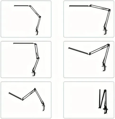 Vista 8 de HDView Lámpara de escritorio LED con 3 modos de cuidado de los ojos, 10 brillo; lámpara flexible larga y ajustable con brazo oscilante