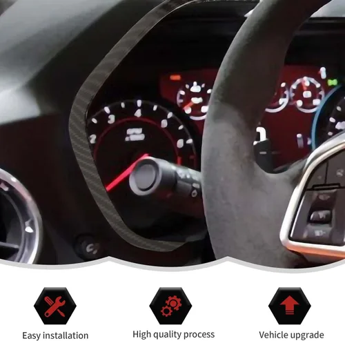 Vista 5 de RT-TCZ Cubierta de fibra de carbono para salpicadero, marco de velocímetro, decoración interior accesorios para Chevrolet Chevy Camaro 2016-2023