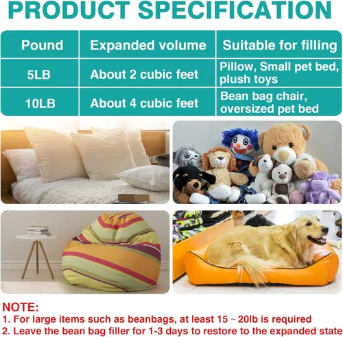 Vista 4 de Relleno de espuma viscoelástica triturada para relleno de puf, espuma suave de alta calidad, relleno de cojín de sofá para puf, camas de perro, puf