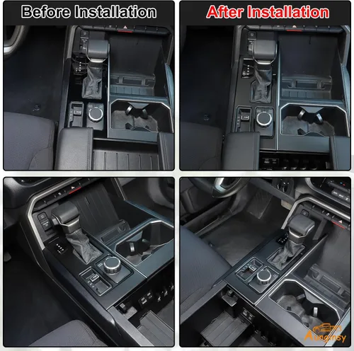Vista 4 de Cubierta de panel de palanca de cambios de control central, compatible con Toyota TundraSequoia 2022-2024, consola de palanca de cambios