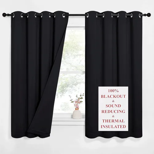 Vista 49 de NICETOWN Cortinas opacas para ventanas de sombreado completo, súper resistentes, con forro absorbente de ruido, para dormitorio, tratamiento